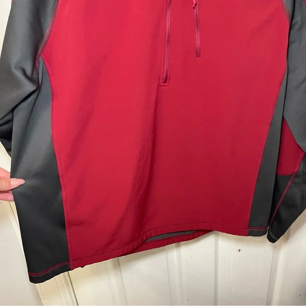 The North Face Men's Red and Gray Soft Shell 1/4 Zip Fleece Lined Pullover